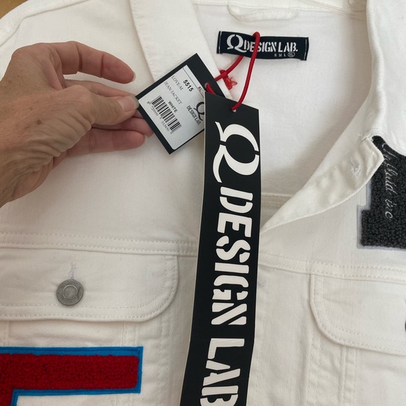 NWT Q Design Lab statement white denim LOVE jacket - Picture 5 of 6